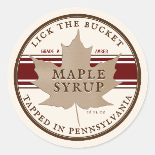 Tapped in Pennsylvania Maple Syrup Kraft Leaf Cla Classic Round Sticker