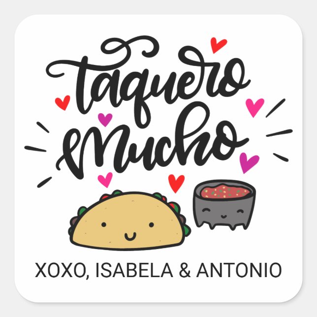 Taquero Mucho, personalised Square Sticker (Front)