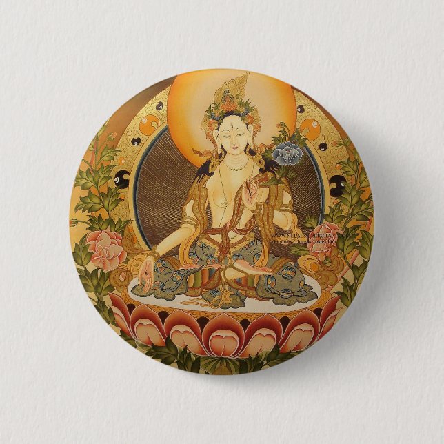 Tara (Female Buddha) 6 Cm Round Badge (Front)