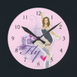 Tara: I Can Fly Round Clock<br><div class="desc">Check out these official Dance Academy designs! Personalise your own Dance Academy merchandise on Zazzle.com! Click the Customise button to insert your own name,  class year,  or club to make a unique product. Try adding text using various fonts & view a previe</div>