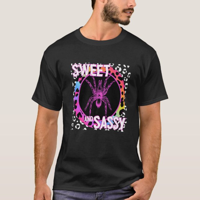 Tarantula Bug 90s Nostalgia Rainbow Leopard Print  T-Shirt (Front)