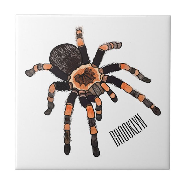 Tarantula cartoon illustration ceramic tile (Front)