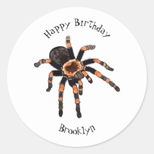 Tarantula cartoon illustration classic round sticker