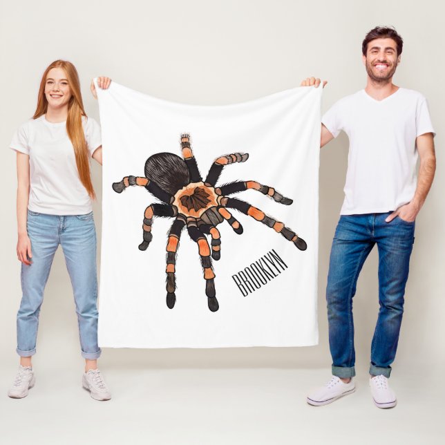Tarantula cartoon illustration fleece blanket (In Situ)
