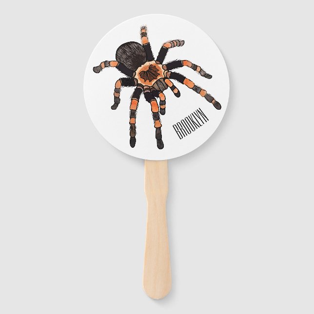 Tarantula cartoon illustration hand fan (Front)