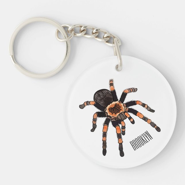Tarantula cartoon illustration key ring (Front)