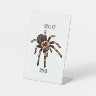 Tarantula cartoon illustration pedestal sign