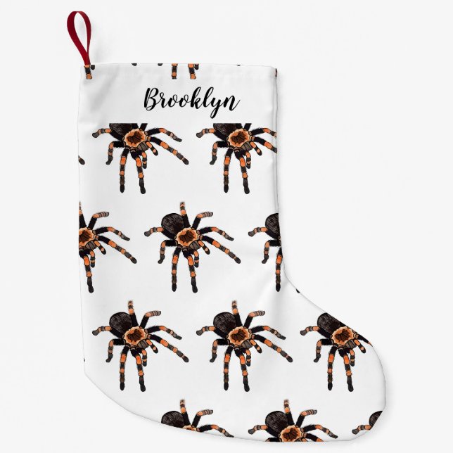 Tarantula cartoon illustration small christmas stocking (Front)