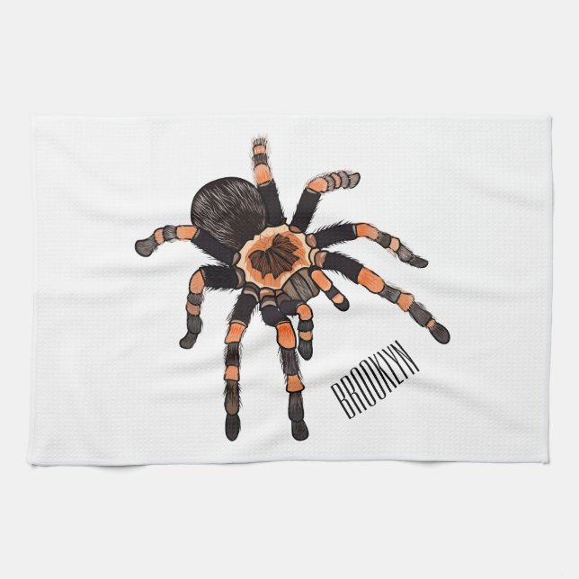 Tarantula cartoon illustration tea towel (Horizontal)