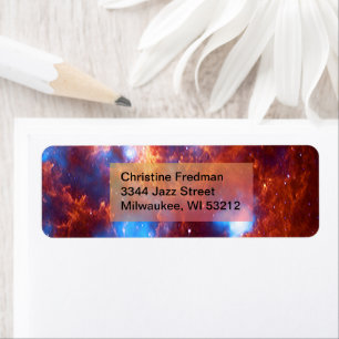 Tarantula Nebula Space Galaxy Blue Brown Address Return Address Label