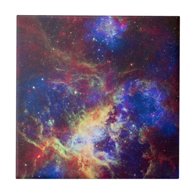 Tarantula Nebula Star Forming Gas Cloud Sculpture Ceramic Tile (Front)