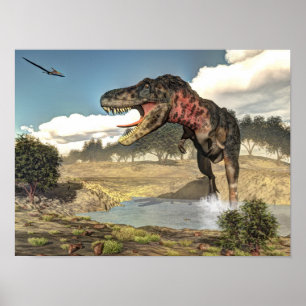 Tarbosaurus dinosaur - 3D render Poster