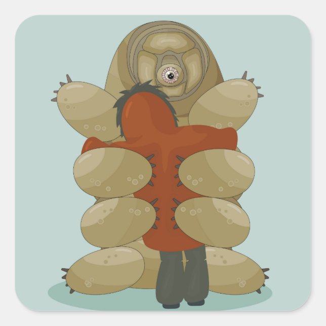 Tardigrade and human's hug square sticker (Front)