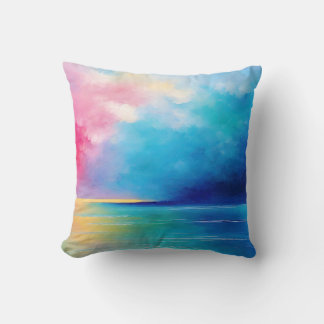 “Tarfarran”  Pink and Blue Landscape Seascape Cushion