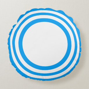 Target Bullseye, Lt.Blue-White Round Pillow