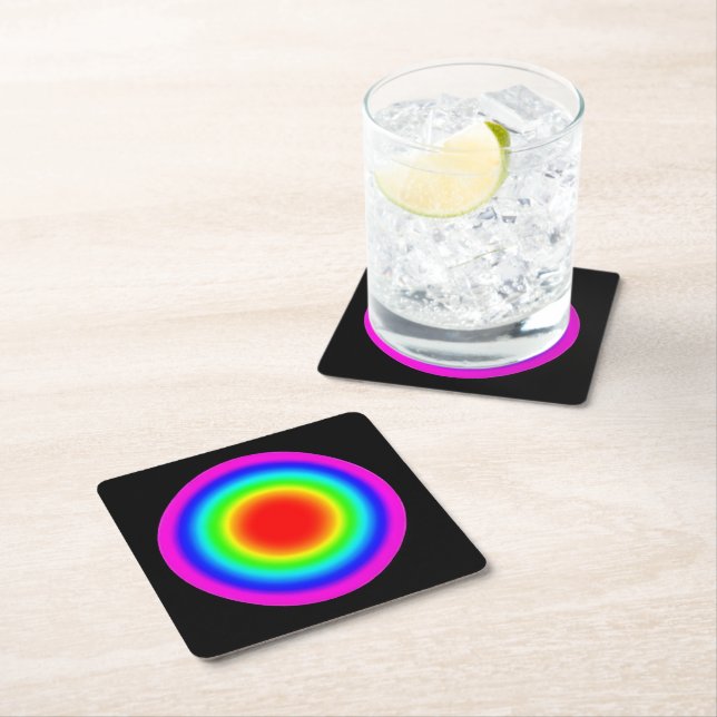 Target for Love – Pride Art  Square Paper Coaster (Insitu)