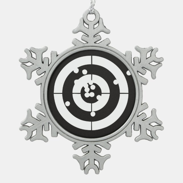 Target Practice Snowflake Pewter Christmas Ornament (Front)