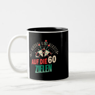 Target with alcohol and nicotine at the 60 darts Two-Tone coffee mug