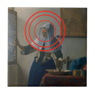 Target Young Woman With Water Pitcher Vermeer Art Ceramic Tile
