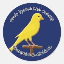Targeted Individual Awareness Canary Blue Sticker