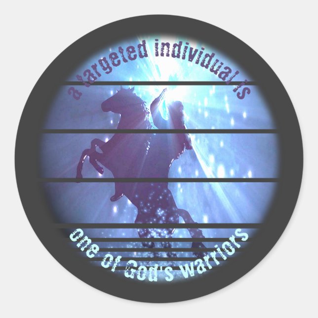 Targeted Individuals Custom Rearing Horse Warrior  Classic Round Sticker (Front)