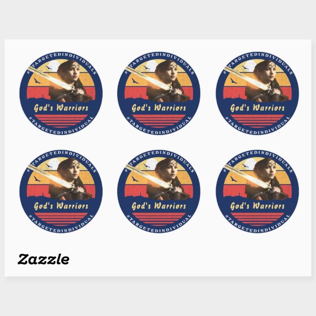 Targeted Individuals Custom Text Lady Warrior  Classic Round Sticker (Sheet)