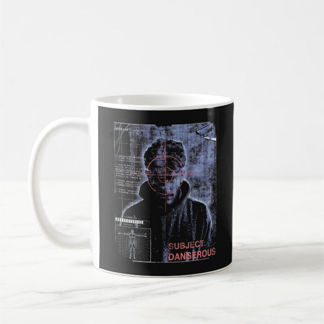 Targeted - Techno-Brutalist Streetwear Design Coffee Mug (Left)