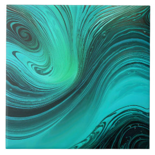 "Tarifa" Blue Swirls Waves Ceramic Tile