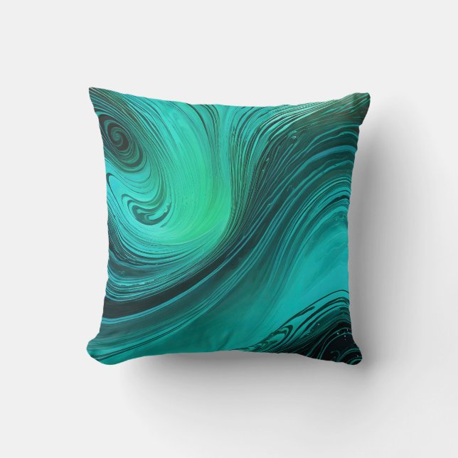 "Tarifa" Blue Swirls Waves Cushion (Front)