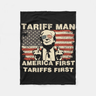 Tariff Man Funny Trump Tarrifs Meme America First Fleece Blanket