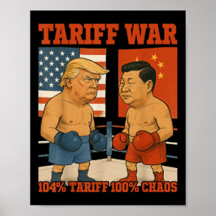 Tariff War Funny Trump Vs Xi Jinping Boxing Match Poster