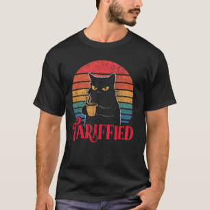 Tariffied Tariff-ied Funny Angry Cat Drinking Coff T-Shirt