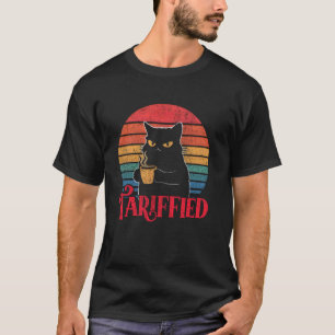 Tariffied Tariff-ied Funny Angry Cat Drinking Coff T-Shirt