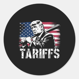 Tariffs Trump Usa Flag Trade Power Funny Tess  Classic Round Sticker