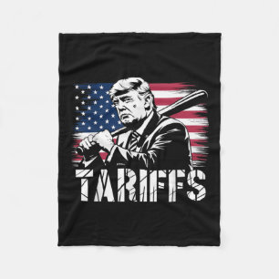 Tariffs Trump Usa Flag Trade Power Funny Tess  Fleece Blanket