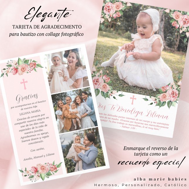 Tarjeta de Agradecimiento Bautizo Spanish Baptism Thank You Card (Creator Uploaded)
