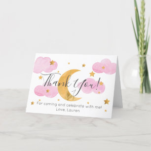 Tarjeta De Agradecimiento Moon & Stars pink Thank You Card