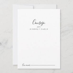 Tarjeta de Consejos Boda Española Advice Card