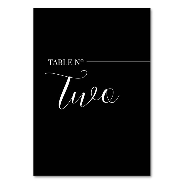 Tarjeta De Mesa  Modern Black and White Table Numb Number (Back)