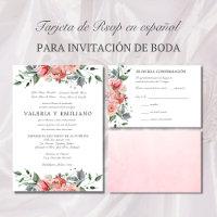 Tarjeta de RSVP de boda rosa elegante Spanish RSVP