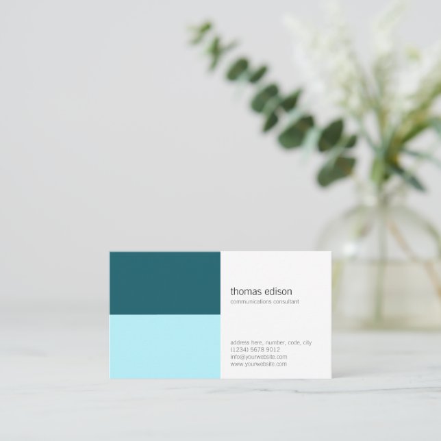 Tarjeta de visita minimalista geométrica azul business card (Standing Front)