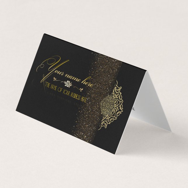 Tarjeta de visita plegada personalizada negra business card (Front)