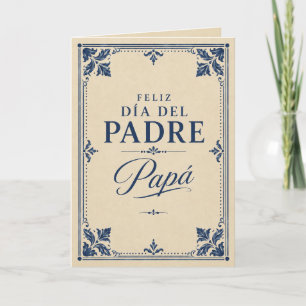 Tarjeta Feliz Día del Padre Papá Elegante Azul Card