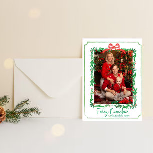 Tarjeta Festiva Border Ribbon Bow Holiday Card