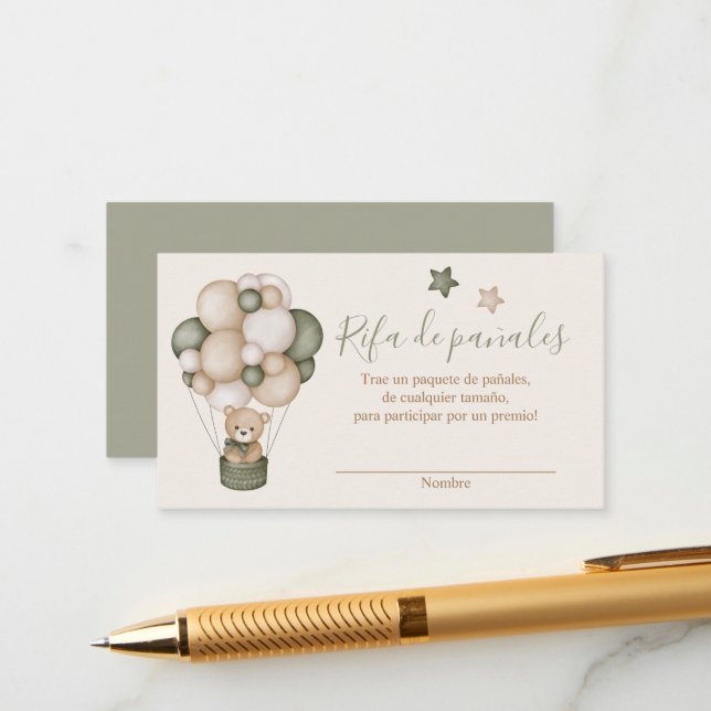 Tarjeta para Rifa de pañales Enclosure Card (Front/Back In Situ)