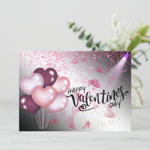 Tarjeta  plana con  globos de san Valentin Holiday Card
