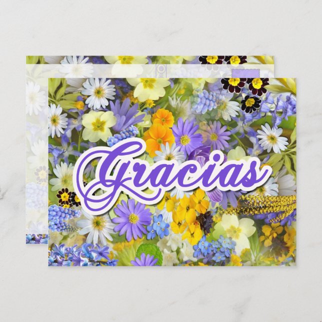 Tarjeta Postal - Gracias - Floral Postcard (Front/Back)