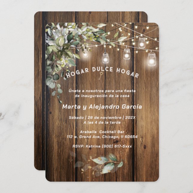 Tarjetas De Invitación Para Inauguración Casa Invitation (Front/Back)