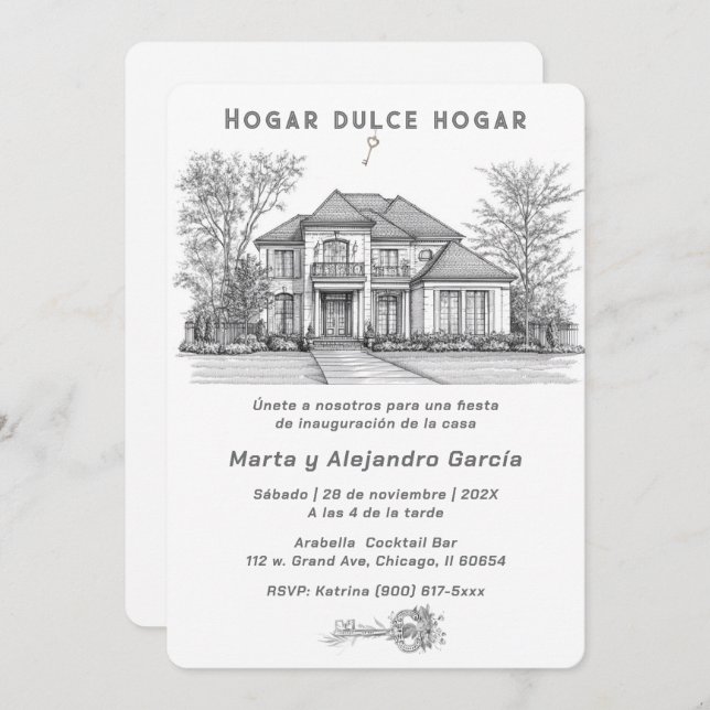 Tarjetas Personalizadas Para Apertura De Casa Invitation (Front/Back)