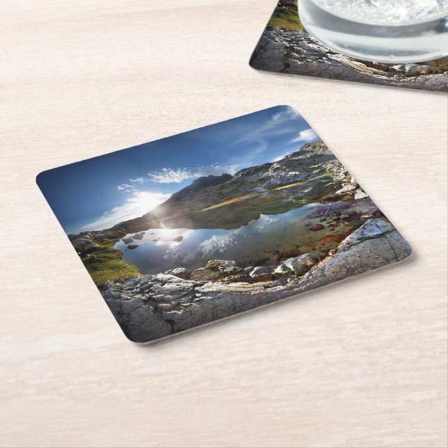 Tarn under the Minarets - Sierra Square Paper Coaster (Angled)